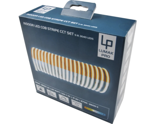 Ambalaj pentru un set de bandă LED COB CCT de interior Lumak Pro