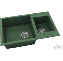Chiuvetă verde cu două cuve și scurgere
