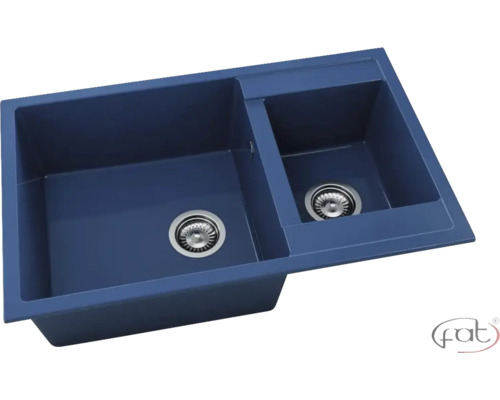 Chiuvetă bucătărie marmură compozit 2 cuve FAT Avangard 234 49x90 cm fără picurător Blue Granite reversibilă Chiuvetă cu două cuve și set de scurgere