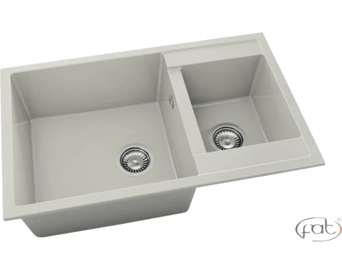 Chiuvetă bucătărie marmură compozit 2 cuve FAT Avangard 234 49x90 cm fără picurător Granit gri reversibilă Chiuvetă cu două cuve
