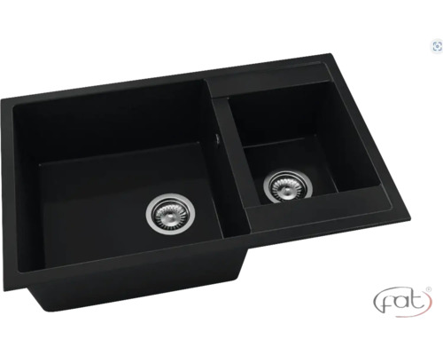 Chiuvetă de bucătărie neagră cu două cuve