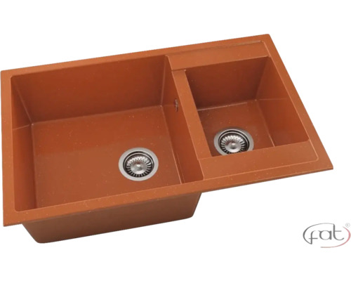 Chiuvetă bucătărie marmură compozit 2 cuve FAT Avangard 234 49x90 cm fără picurător Silver Orange reversibilă Chiuvetă cu două cuve