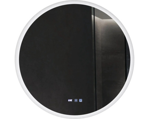 Oglindă rotundă cu iluminare integrată pentru baie