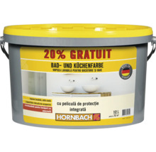 Recipient cu vopsea pentru baie și bucătărie cu logo-ul Hornbach