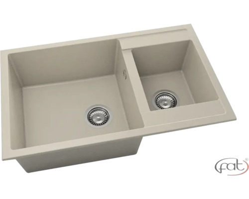 Chiuvetă bucătărie fatgranit 2 cuve FAT Avangard 234 49x90 cm fără picurător Beige reversibilă Chiuvetă de bucătărie cu două cuve