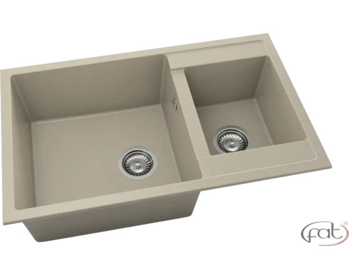 Chiuvetă bucătărie fatgranit 2 cuve FAT Avangard 234 49x90 cm fără picurător Dark Beige reversibilă Chiuvetă cu două cuve