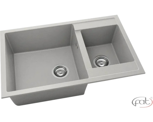 Chiuvetă bucătărie fatgranit 2 cuve FAT Avangard 234 49x90 cm fără picurător Grey reversibilă Chiuvetă cu două cuve