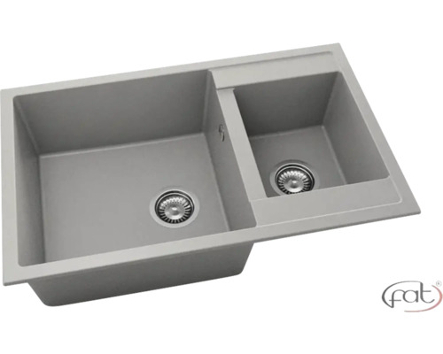 Chiuvetă bucătărie fatgranit 2 cuve FAT Avangard 234 49x90 cm fără picurător Dark Grey reversibilă Chiuvetă cu două cuve din piatră