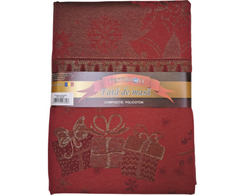 Față de masă roșie cu model din amestec de bumbac