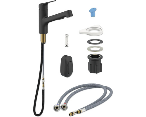 Baterie de bucătărie cu accesorii pentru instalare