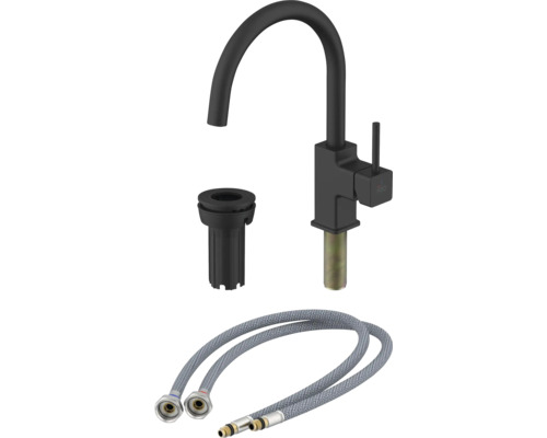 Baterie de bucătărie neagră cu accesorii