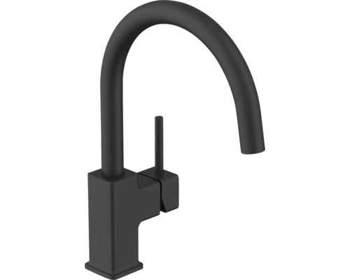 Baterie de bucătărie neagră cu gât de lebădă