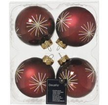 Patru globuri de Crăciun din sticlă cu model de stea în ambalaj