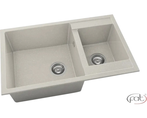 Chiuvetă bucătărie granixit 2 cuve FAT Avangard 234 49x90 cm fără picurător Silver Stone reversibilă Chiuvetă de bucătărie cu două cuve
