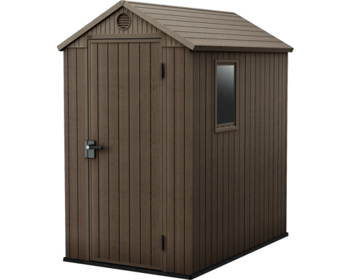 Casuță de grădină Darwin 4x6 plastic 112x176,5 cm maro Dulap de grădină din lemn cu fereastră și ușă