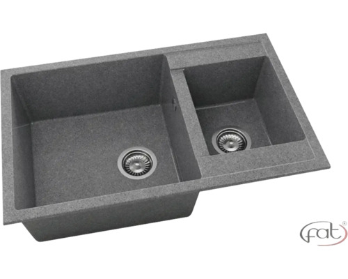 Chiuvetă bucătărie granixit 2 cuve FAT Avangard 234 49x90 cm fără picurător Slate reversibilă Chiuvetă de granit cu două cuve și set de scurgere