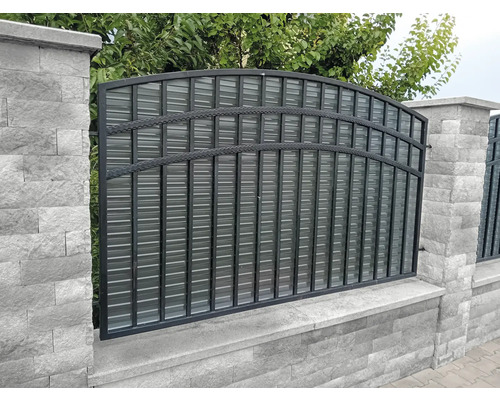 Gard de grădină din piatră și metal pentru exterior