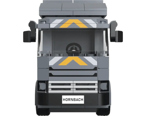 Model de camion din blocuri de construcție cu logo-ul Hornbach