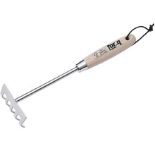 Greblă de grădină cu mâner din lemn și buclă de agățare