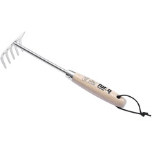 Greblă de grădină cu mâner din lemn și inserție metalică