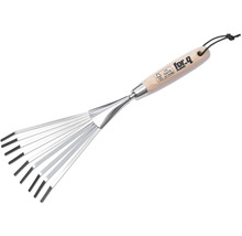 Greblă evantai pentru frunze cu mâner din lemn marca for_q