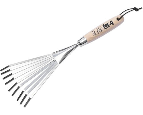 Greblă evantai pentru frunze cu mâner din lemn marca for_q