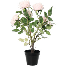 Plantă artificială trandafir în ghiveci negru