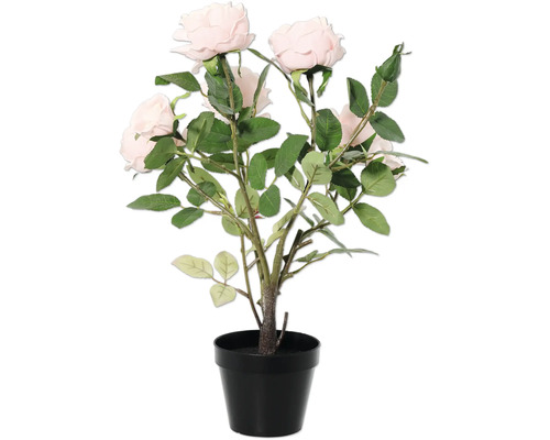 Plantă artificială trandafir în ghiveci negru