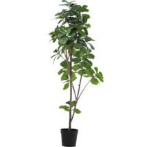 Plantă de interior artificială în ghiveci cu frunze verzi.