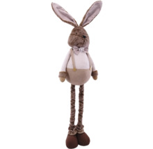 Iepure decorativ de pluș cu bretele și fundă