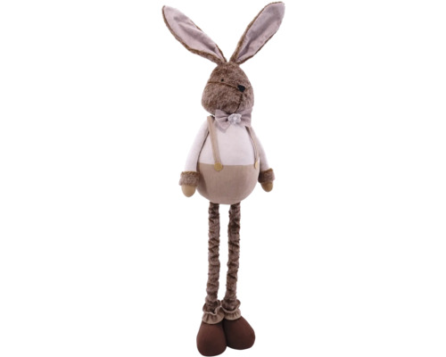 Iepure decorativ de pluș cu bretele și fundă