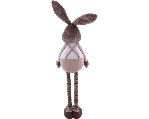 Iepure de pluș cu picioare lungi și salopetă