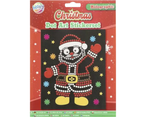 Set creativ stickere Moș Crăciun Dot Art Moxy Christmas Set de autocolante cu puncte de artă cu motiv Moș Crăciun