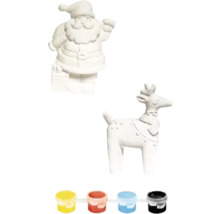 Moș Crăciun și ren pentru pictat cu vopsele