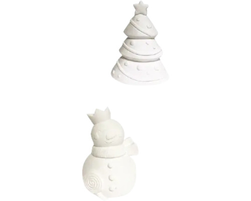 Set creativ pictură figurine ceramică Crăciun - om de zăpadă & brad Brad de Crăciun și om de zăpadă de pictat