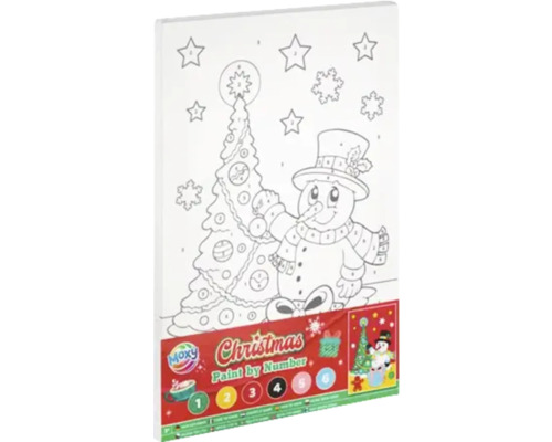 Pictură pe numere brad Moxy Christmas Pictură după numere cu om de zăpadă și brad de Crăciun