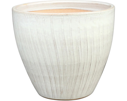 Ghiveci de flori ceramic cu model de caneluri verticale