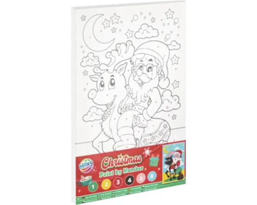 Pictură pe numere ren Moxy Christmas Pictură după numere set cu Moș Crăciun și ren