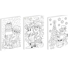 Pictură după numere motive Crăciun, pagini de colorat cu Moș Crăciun, ren și om de zăpadă