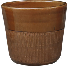 Ghiveci de flori ceramic maro cu textură canelată