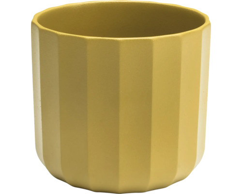 Mască ghiveci flori Noeline ceramică Ø 13,5 cm H 12,6 cm auriu Ghiveci galben cu suprafață striată