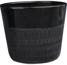 Ghiveci ceramic negru cu model canelat vertical