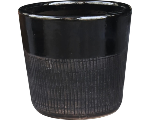 Ghiveci negru cu model texturat
