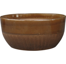 Bol ceramic maro cu caneluri verticale pentru plante