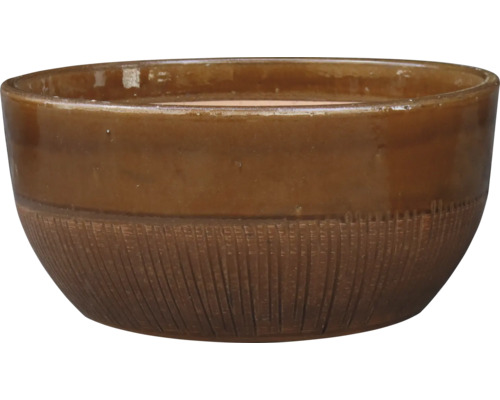 Bol ceramic maro cu caneluri verticale pentru plante