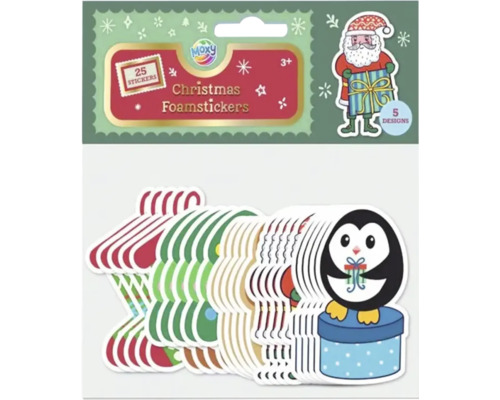Set 25 stickere spumă Crăciun, 5 modele Autocolante din spumă de Crăciun Moxy cu 25 de autocolante și cinci modele.
