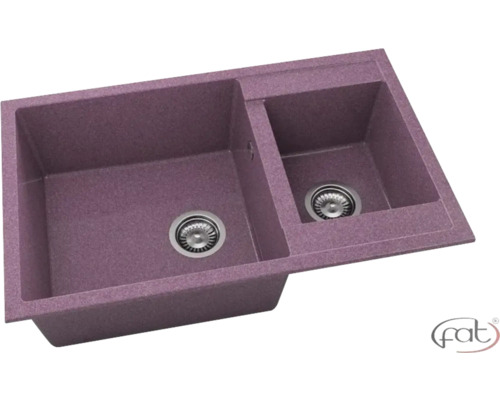 Chiuvetă bucătărie granixit 2 cuve FAT Avangard 234 49x90 cm fără picurător Violet reversibilă Chiuvetă cu două cuve
