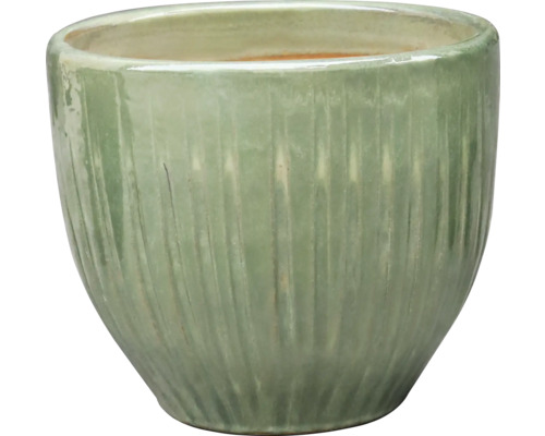 Ghiveci flori FloraSelf argilă Ø 35,5 cm H 31 cm verde Ghiveci ceramic cu model cu nervuri verticale