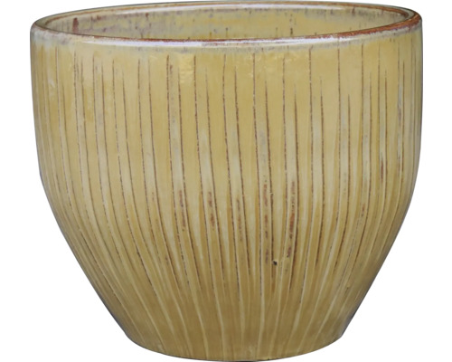 Ghiveci flori FloraSelf argilă Ø 44,5 cm H 38 cm bej Ghiveci galben cu model vertical canelat