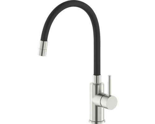 Baterie bucătărie flexibilă Roca Deck negru Baterie de bucătărie cu gât flexibil